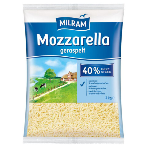 Mozzarella geraspelt 40% F.i.T 2 kg