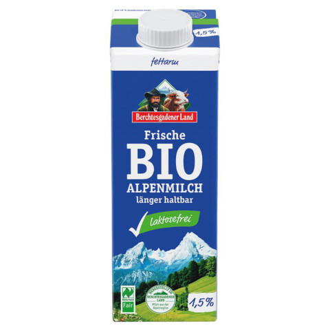Bio Alpenmilch laktosefrei 1,5% 1 l