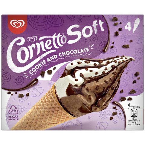 Tk-Cornetto Soft Cookie&Choco. 4 Stk
