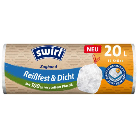 Müllbeutel weiß Zugband 20l 15 Stk