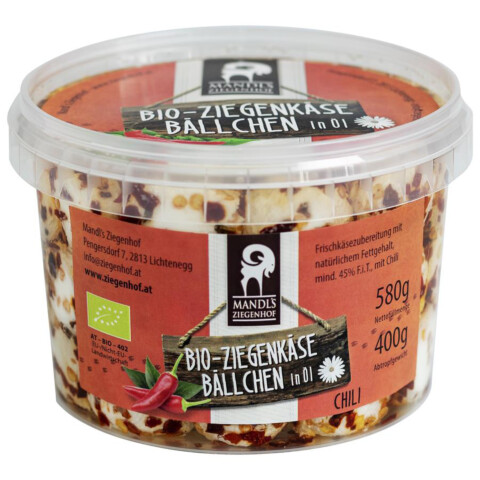 Bio Ziegenkäsebällchen Chili 40Stk 580 g